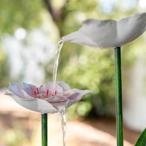 39-Inch Metal Sculptural Multi-Tier Flower Water Fountain for Garden