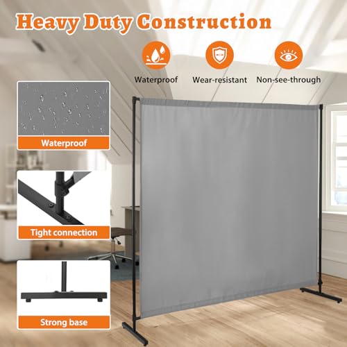 71x71-Inch Adjustable Fabric Room Divider, Portable Privacy Screen Wall