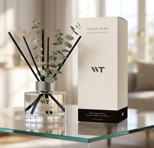 Eucalyptus Mint Reed Diffuser Set with Decorative Flowers and Essential Oils