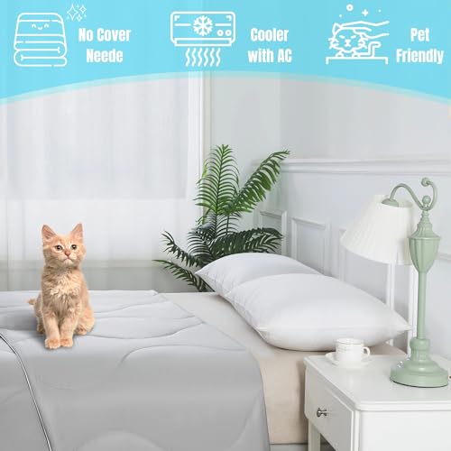 Cooling Comforter Queen Size - Lightweight Summer Blanket for Night Sweats, Grey