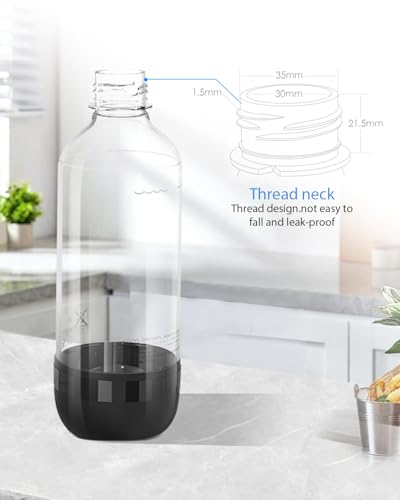 PinPure 2-Pack 1L Reusable BPA-Free Carbonated Water Bottles for Soda Makers
