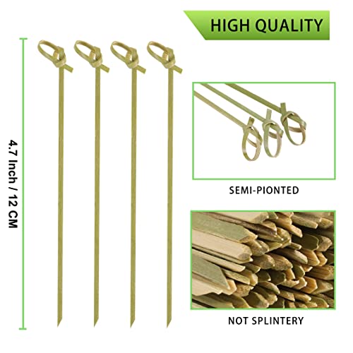 200 PCS Bamboo Knot Cocktail Picks, 4.7-Inch Appetizer & Fruit Skewers