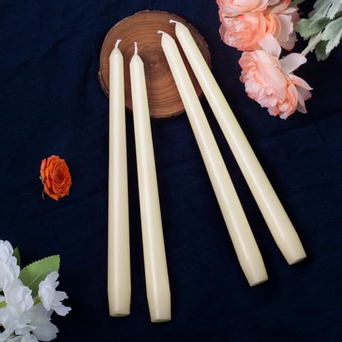 10 Inch Ivory Taper Candles (4 Pack) - Dripless & Smokeless Candlesticks