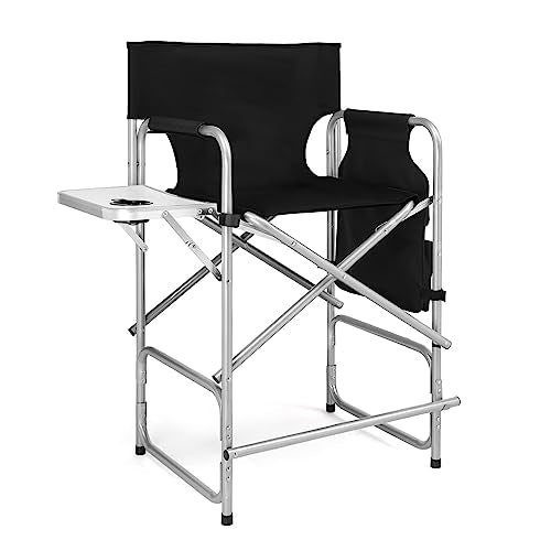 Folding Director's Chair with Side Table and Footrest, 300 lbs Capacity