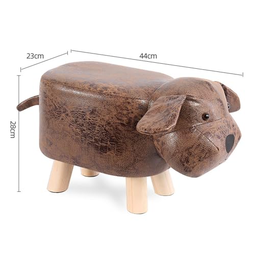 Cartoon Animal Footstool Ottoman with Wooden Legs - Padded Kids Stool