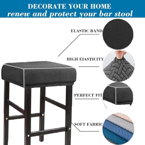 Rectangle Bar Stool Covers Set of 2 - Stretch Washable Cushion Slipcovers