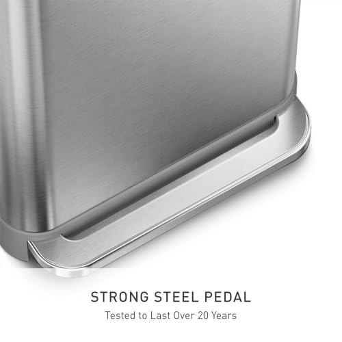 45L Rectangular Step Trash Can with Liner Pocket and Silent Close Lid