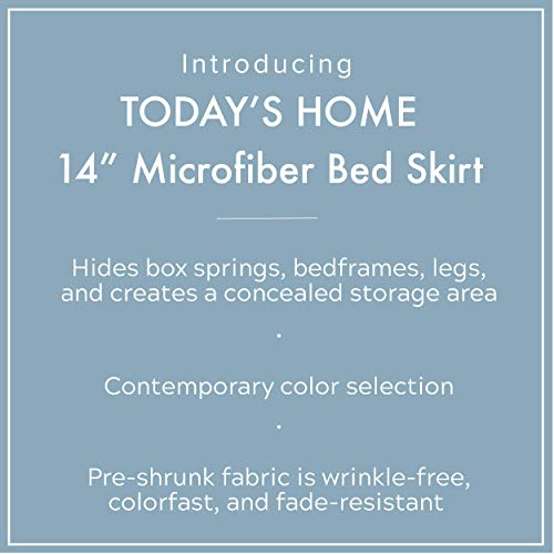 King Bed Skirt Dust Ruffle - Classic Tailored 14" Drop, Black Microfiber