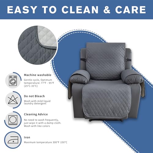 Water Resistant Recliner Cover with Pockets - Dark Gray