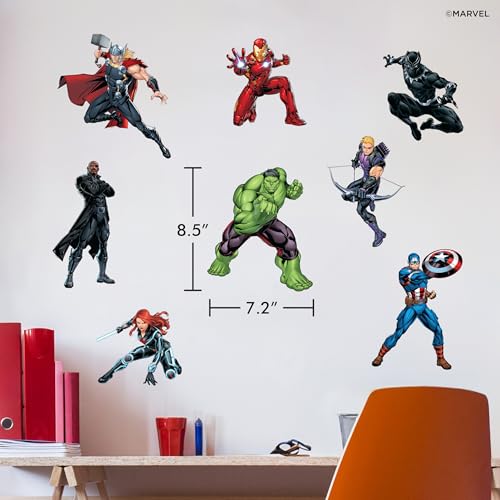 Superhero Wall Decals Set - 8 Piece Removable Vinyl Stickers for Kids Rooms