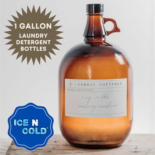 1 Gallon Amber Glass Jug with 38mm Airtight Screw Cap - 6 Pack