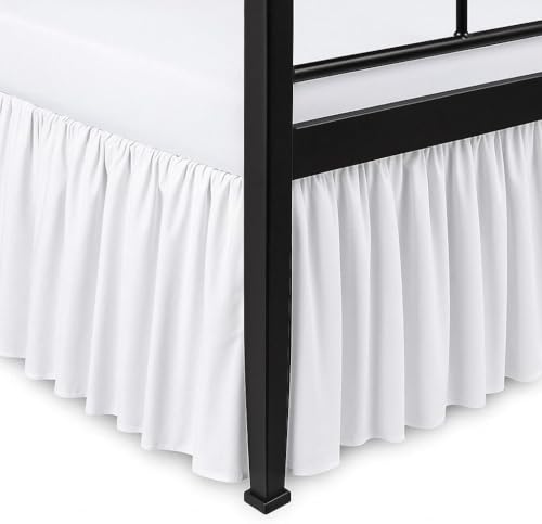 Ruffled Microfiber Bed Skirt with Split Corners - 18 Inch Drop, Full, White