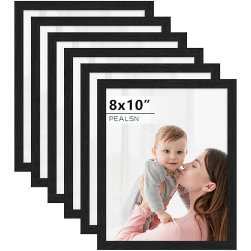 8x10 Black Woodgrain Picture Frame Set of 6 - Wall & Tabletop Display
