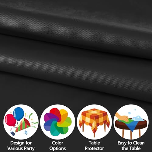 12 Pack Black 54 x 108in Disposable Tablecloths - Waterproof, Leakproof & Sturdy Plastic Rectangle Table Covers