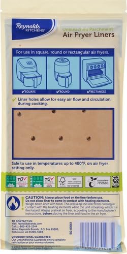Reynolds Kitchens Air Fryer Liners - Disposable Unbleached Parchment Paper Sheets, 150 Count
