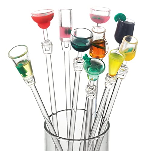 ABSOK Colorful Acrylic Cocktail Stir sticks - Reusable Drink Picks, 23cm Set of 10