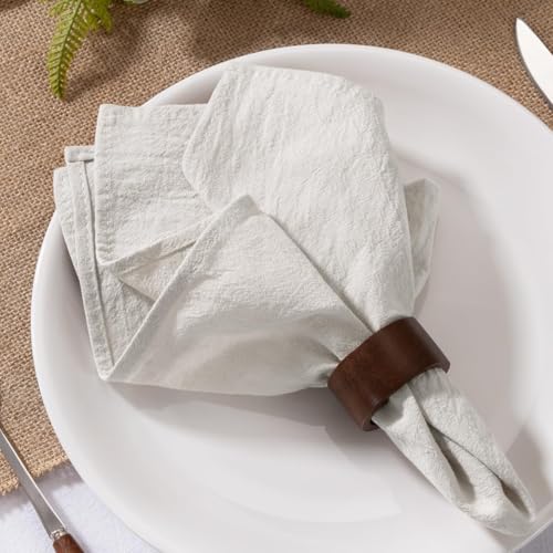Cotton Linen Cloth Napkins Set of 6 - 16x16 Inch Rustic Boho Dinner Napkins