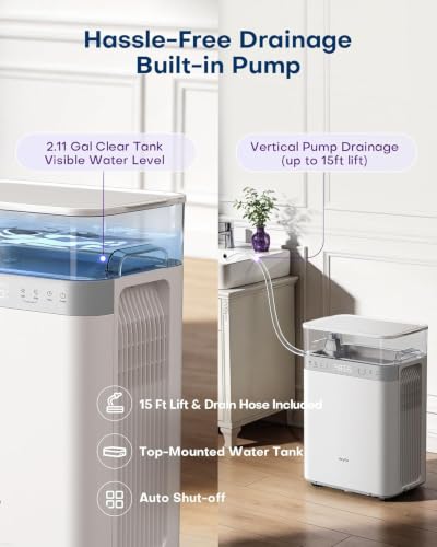 Large Basement Dehumidifier with Pump and Hose 90 Pints for Home