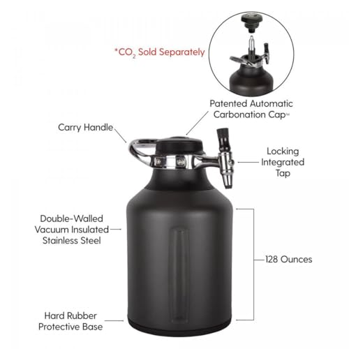 128 oz Carbonated Beer Growler and Craft Beverage Dispenser - Tungsten