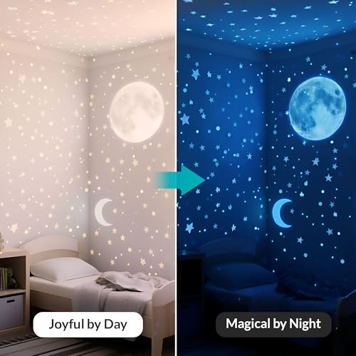 Glow in the Dark Stars for Ceiling - 1050 Pcs Moons & Stars Wall Decals