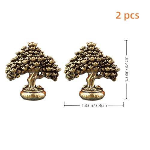 2 PCS Brass Wealth Tree Magnetic Decorative Hinge Toppers for Home Decor