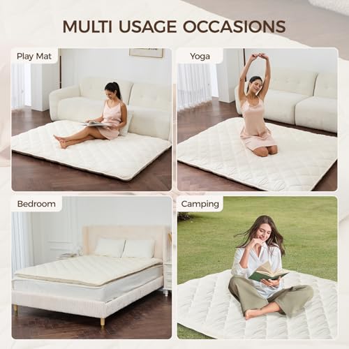 Folding Japanese Floor Mattress, Twin Memory Foam Futon Bed with Cover