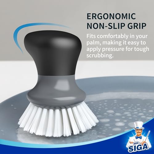 Palm Dish Scrub Brush Pack of 2 - Ergonomic Kitchen Scrubber for Pots & Pans