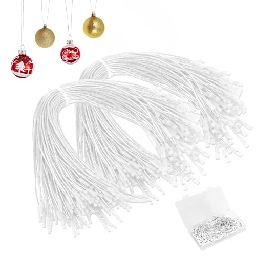 SythorYang 200Pcs White Christmas Ornament Hangers with Snap Fastener – 7.87in Skin Opt Cord