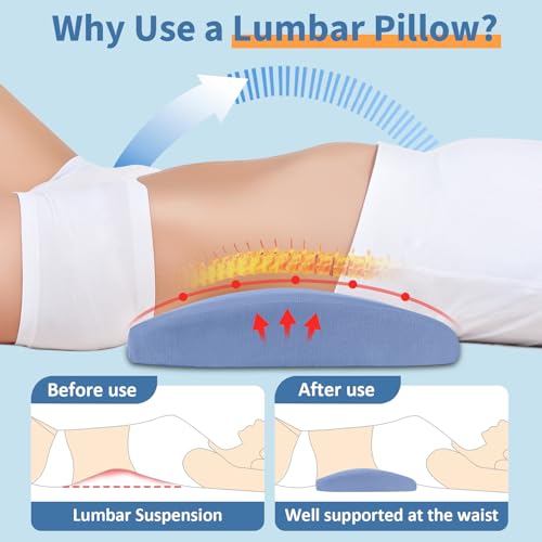 Cooling Gel Lumbar Support Pillow for Bed Lower Back Pain Relief - Memory Foam