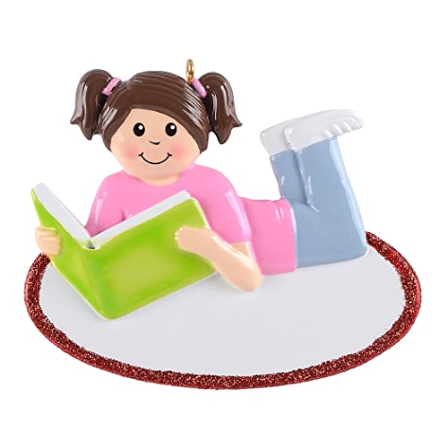 Love Reading Girl Christmas Ornament Personalized Book Lover Tree Decor