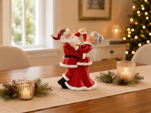 10-Inch Dancing Santa & Mrs. Claus Christmas Figurine - Holiday Decor