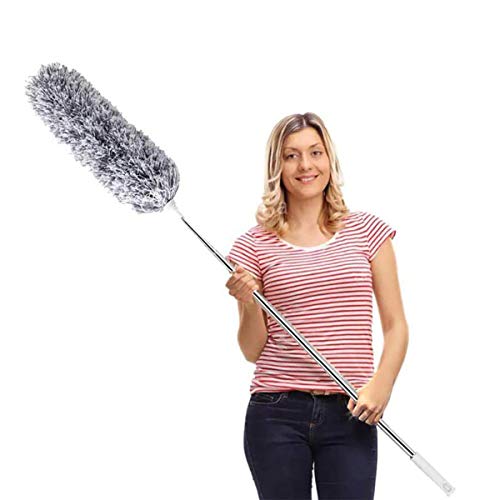 Microfiber Feather Duster with 100-Inch Extendable Pole & Bendable Head