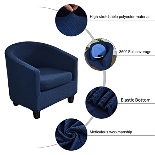 2-Piece Stretch Jacquard Barrel Chair Cover - Navy