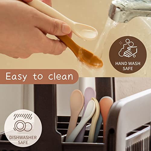 Silicone Baby Spoons Set 4-Piece Bendable Self Feeding Utensils