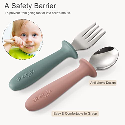 Toddler Utensils 6-Piece Kids Silverware Set with Silicone Handle