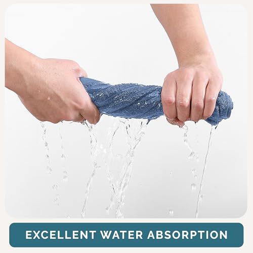 100% Cotton Washcloths 6-Pack - Soft Terry Face & Body Towels, Cerulean Blue