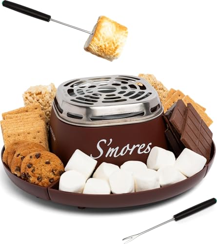 Tabletop Indoor Electric S'mores Maker Kit with Roasting Forks & Trays