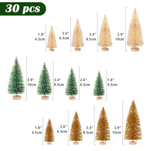 LOYUDEQIU Miniature Pine Tree Christmas Decor 24pcs Silver, Gold, Green