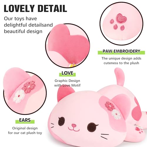 Sakura Cat Plush 13-Inch Stuffed Animal Kawaii Pink Kitty Pillow Toy