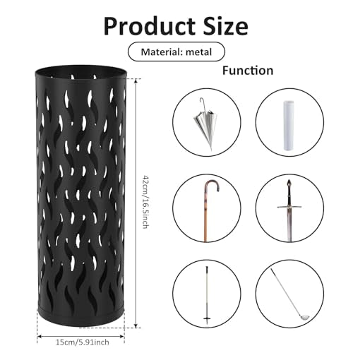 Metal Umbrella Stand, Freestanding Hollow Umbrella Holder for Entryway