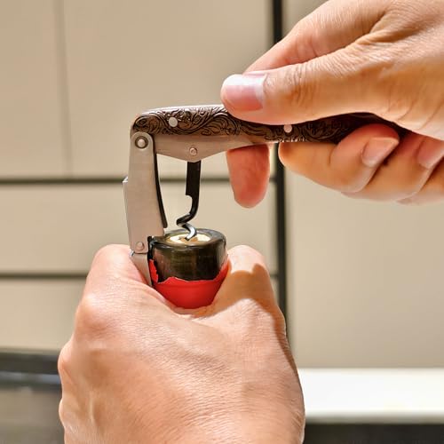 Premium Waiters Corkscrew with Walnut Wood Handle & Double Hinge - Wine & Beer Opener