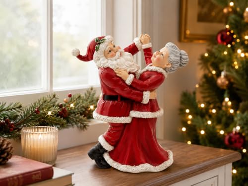 10-Inch Dancing Santa & Mrs. Claus Christmas Figurine - Holiday Decor