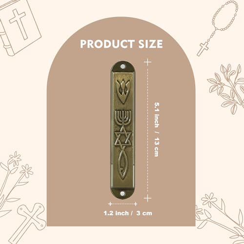 Metal Mezuzah Case Set with Scrolls, 8cm Antique Copper Door Decor