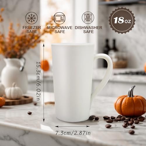YINUOWEI 20oz White Ceramic Coffee Mug Large Tall Coffee Cup with Handle