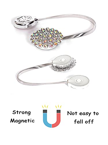 Magnetic Curtain Tiebacks with Sparkling Crystal Flower, 2 Pack