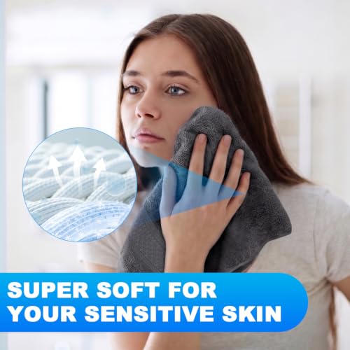 INFICRIME Grey 6 Pack 100% Cotton Face Washcloths 13x13 Inch for Skin & Body