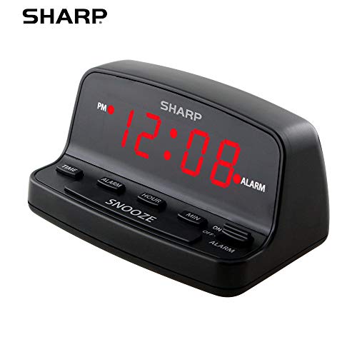 Digital Alarm Clock with Keyboard Controls, Red LED Display & Battery Backup