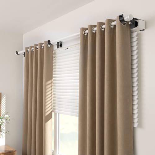 No-Drill Adjustable Curtain Rod Brackets for Over-Blind Mounting, Set of 3