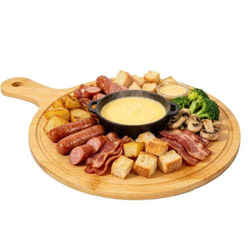 Benhurb 10-Pack Round Bamboo Cutting Boards with Handle, 14.4" x 10.4"