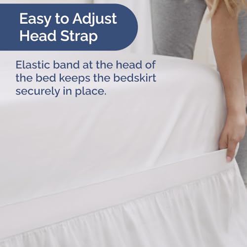 CGK Unlimited Twin XL Bed Skirt - 30 Inch Drop White Dorm Bedskirt